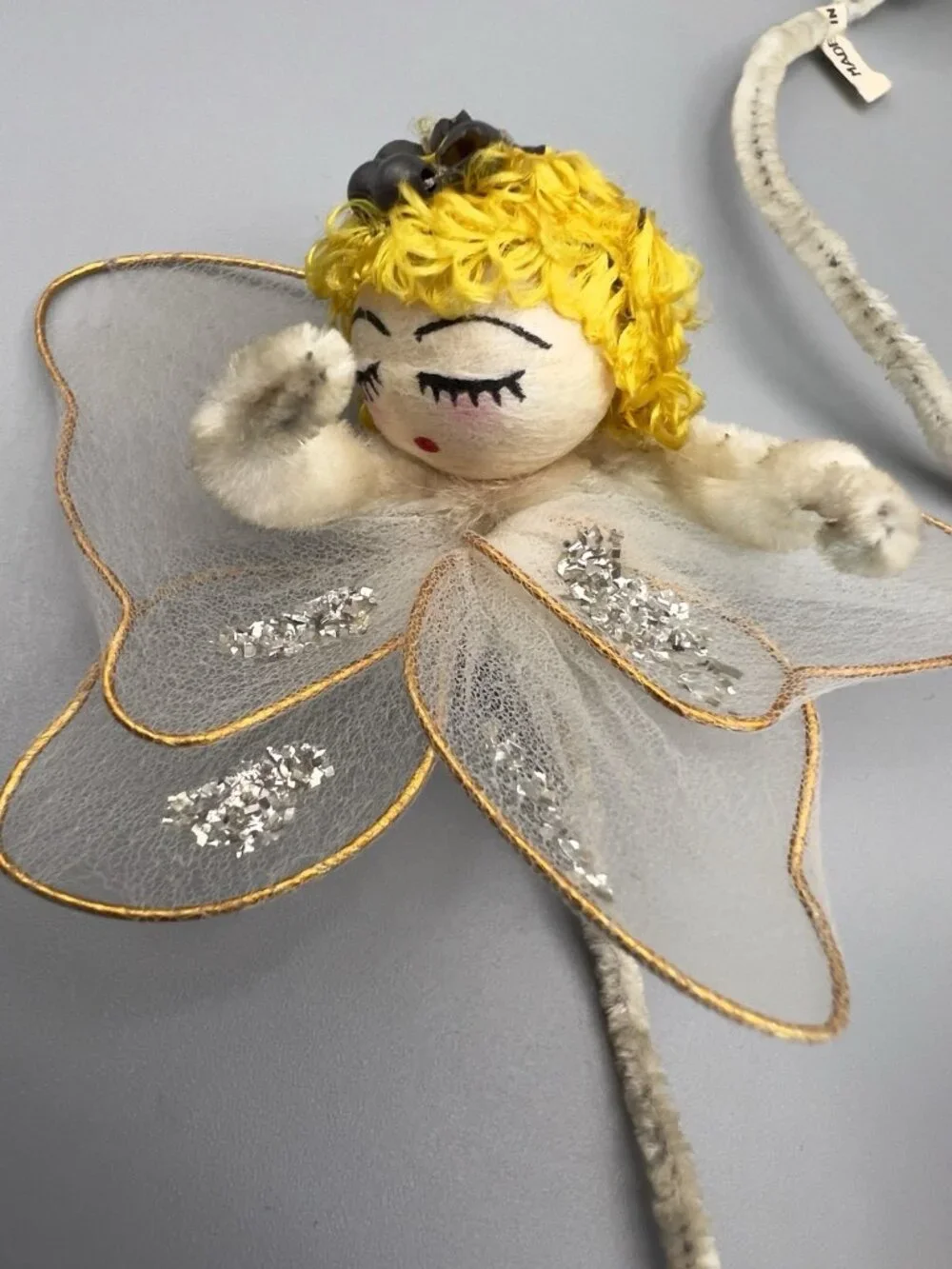 Vintage Spun Cotton Angel Ornaments Lot 8 Mid Century Japan Tulle Chenille MCM